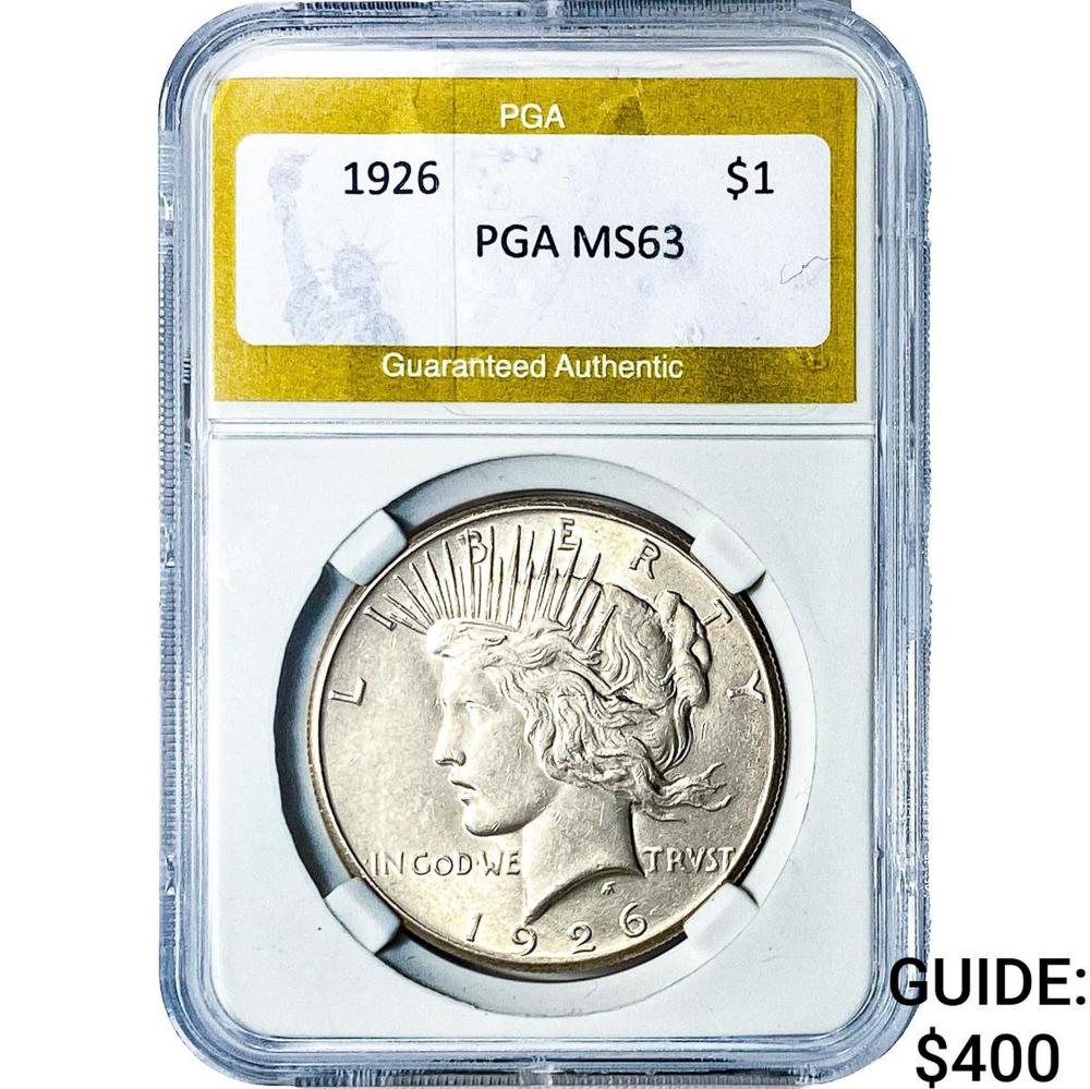 1926 Silver Peace Dollar PGA MS63