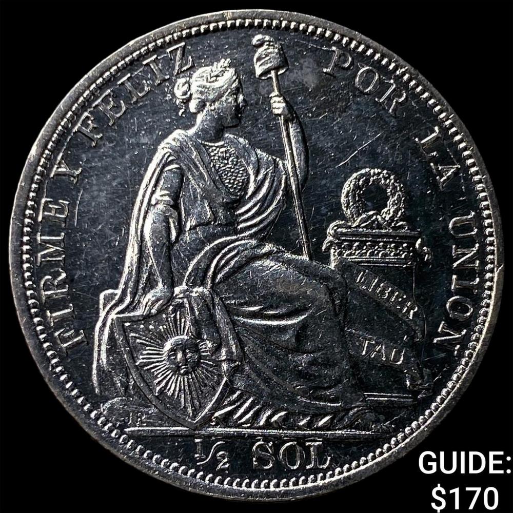 1907 Peru Silver 1/2 Sol