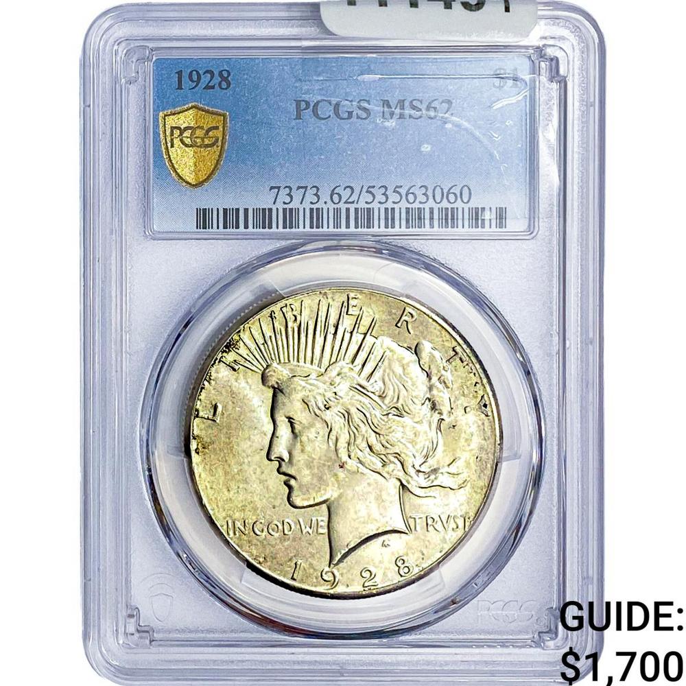 1928 Silver Peace Dollar PCGS MS62