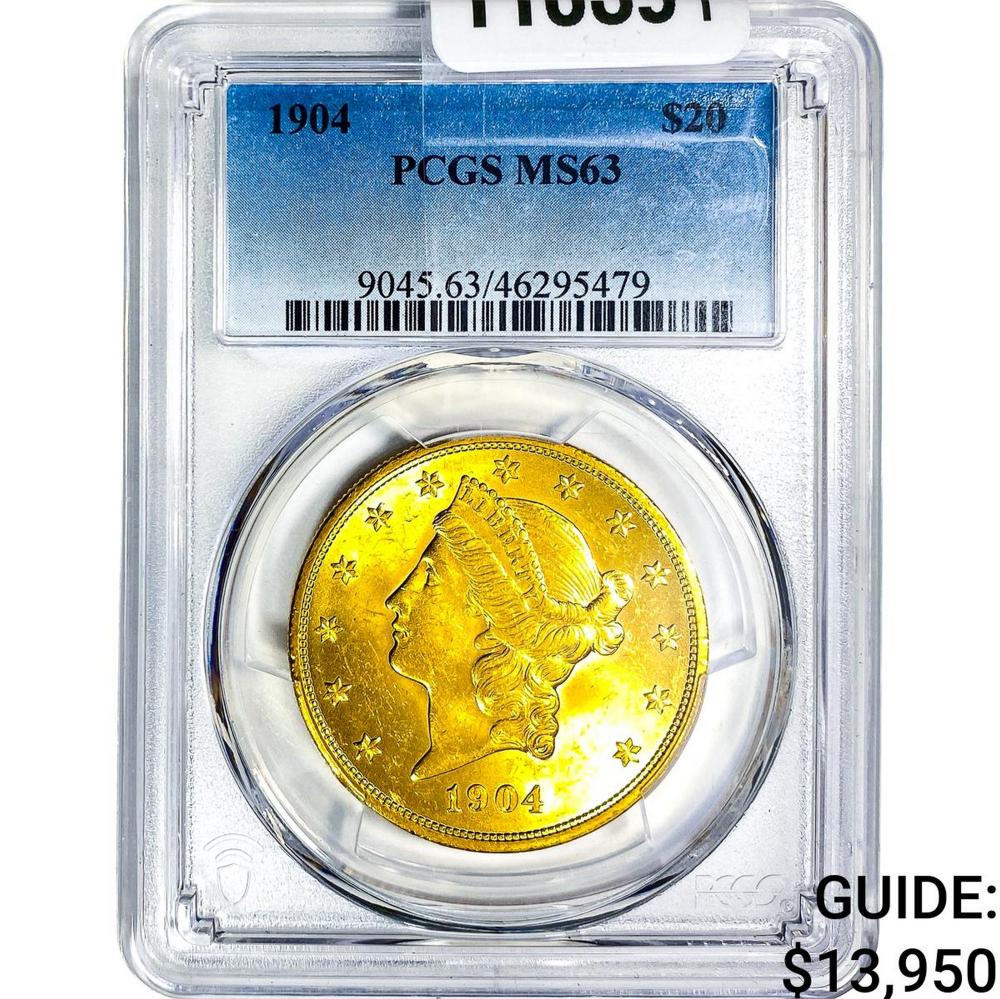 1904 $20 Gold Double Eagle PCGS MS63