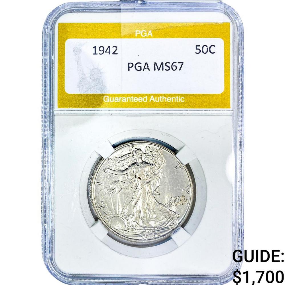 1942 Walking Liberty Half Dollar PGA MS67