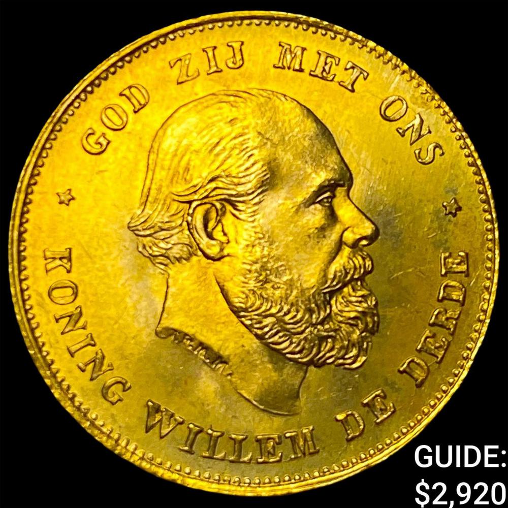 1875 Netherlands Gold 10 Gulden .1947 AGW