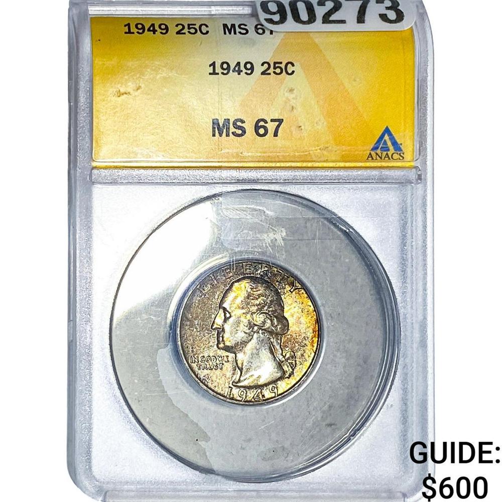 1949 Washington Silver Quarter ANACS MS67