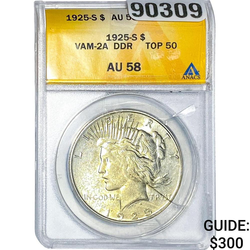 1925-S Silver Peace Dollar ANACS AU58
