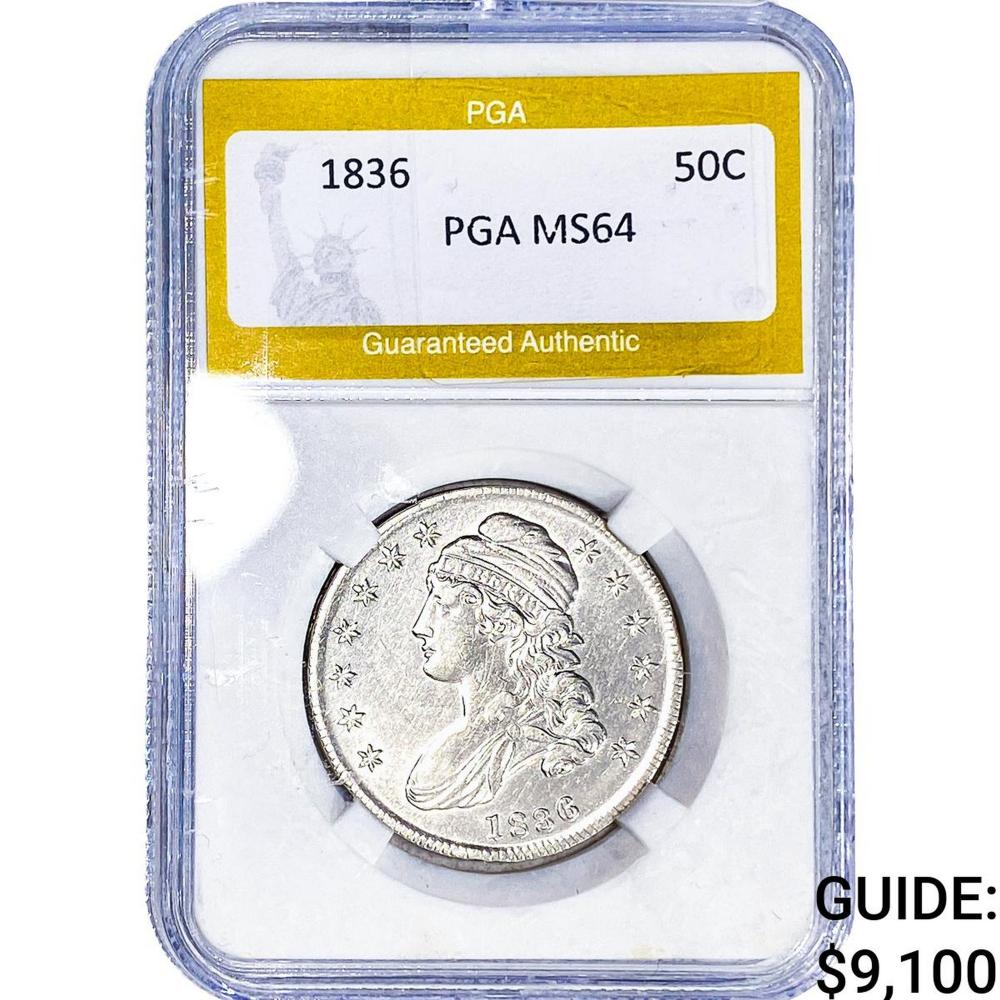 1836 Capped Bust Half Dollar PGA MS64