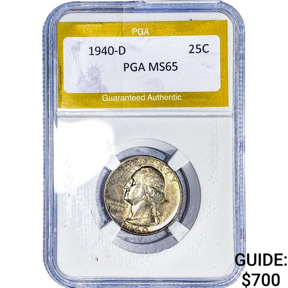 1940-D Washington Silver Quarter PGA MS65