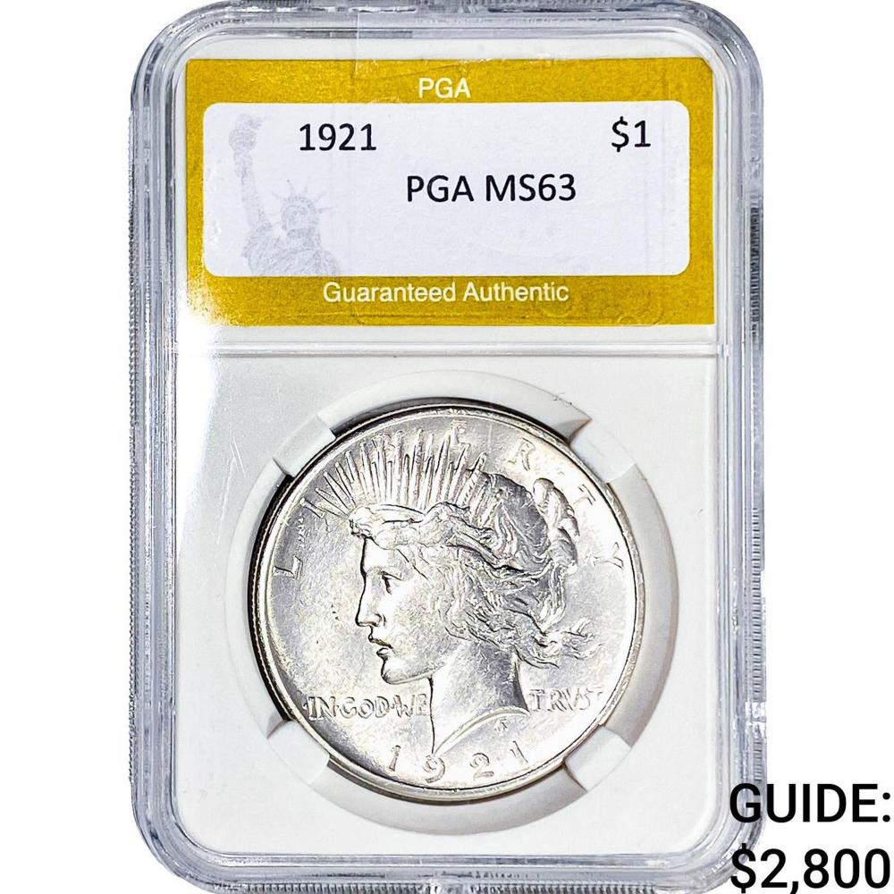 1921 Silver Peace Dollar PGA MS63