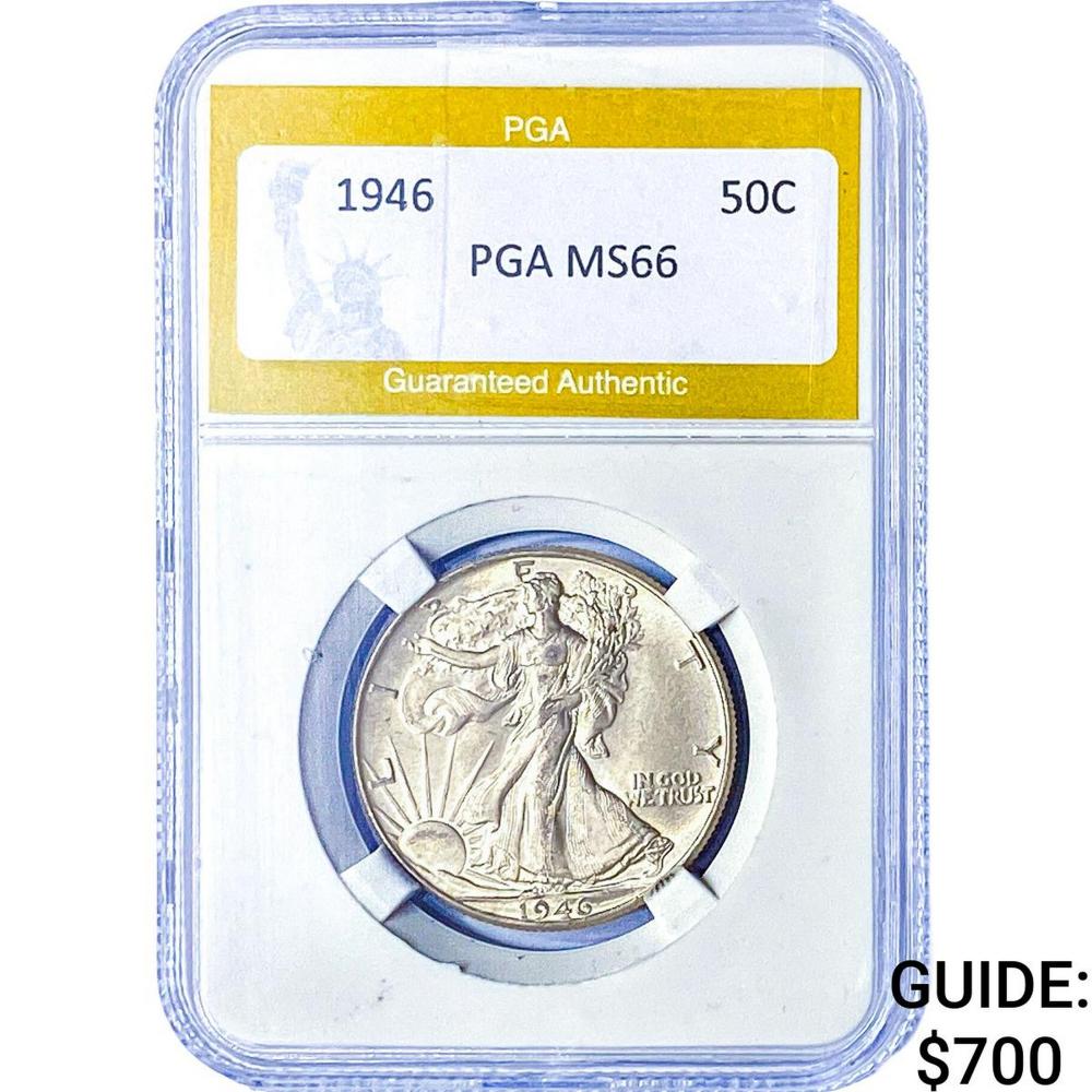 1946 Walking Liberty Half Dollar PGA MS66