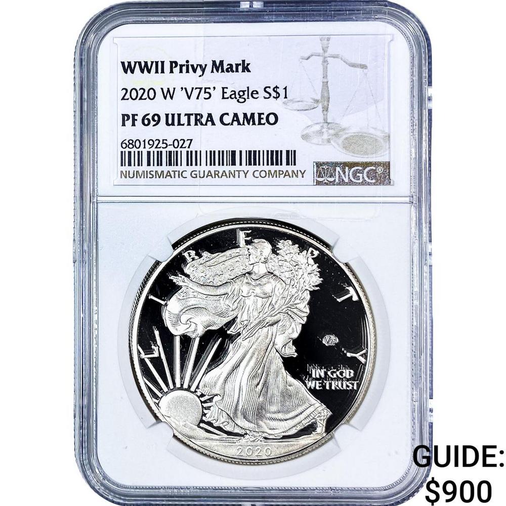 2020 W 'V75' Silver Eagle NGC PF69 WWII Privy Mark