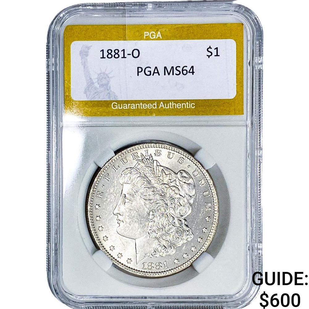 1881-O Morgan Silver Dollar PGA MS64