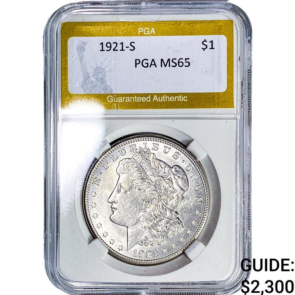 1921-S Morgan Silver Dollar PGA MS65