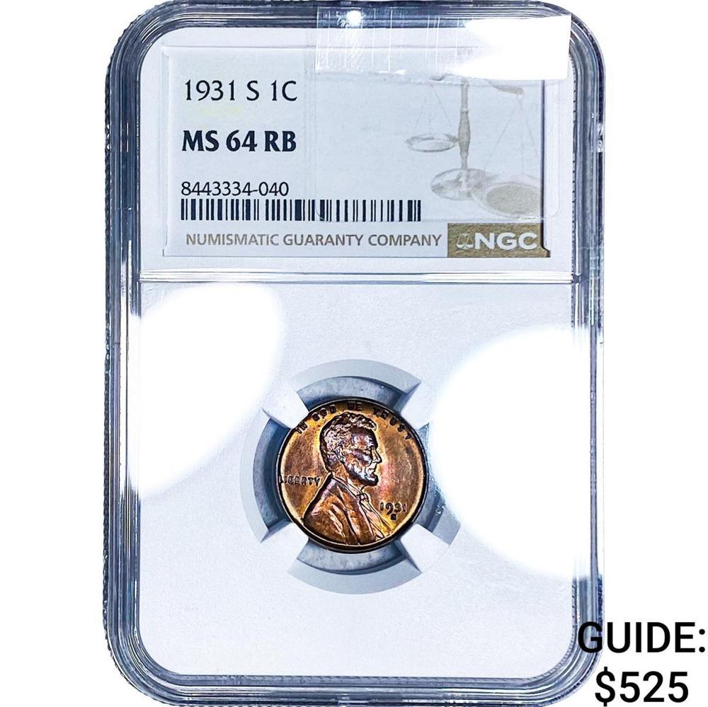 1931-S Wheat Cent NGC MS64 RB