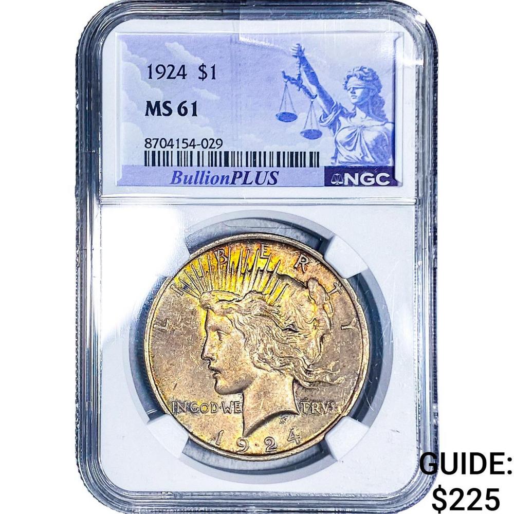 1924 Silver Peace Dollar NGC MS61
