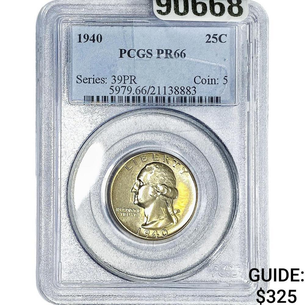 1940 Washington Silver Quarter PCGS PR66