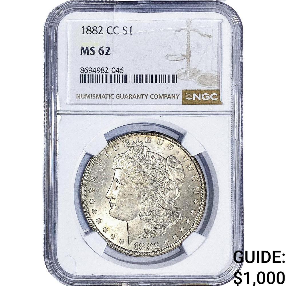 1882-CC Morgan Silver Dollar NGC MS62