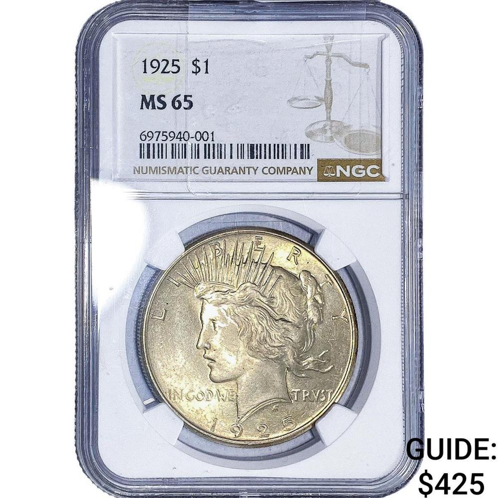 1925 Silver Peace Dollar NGC MS65