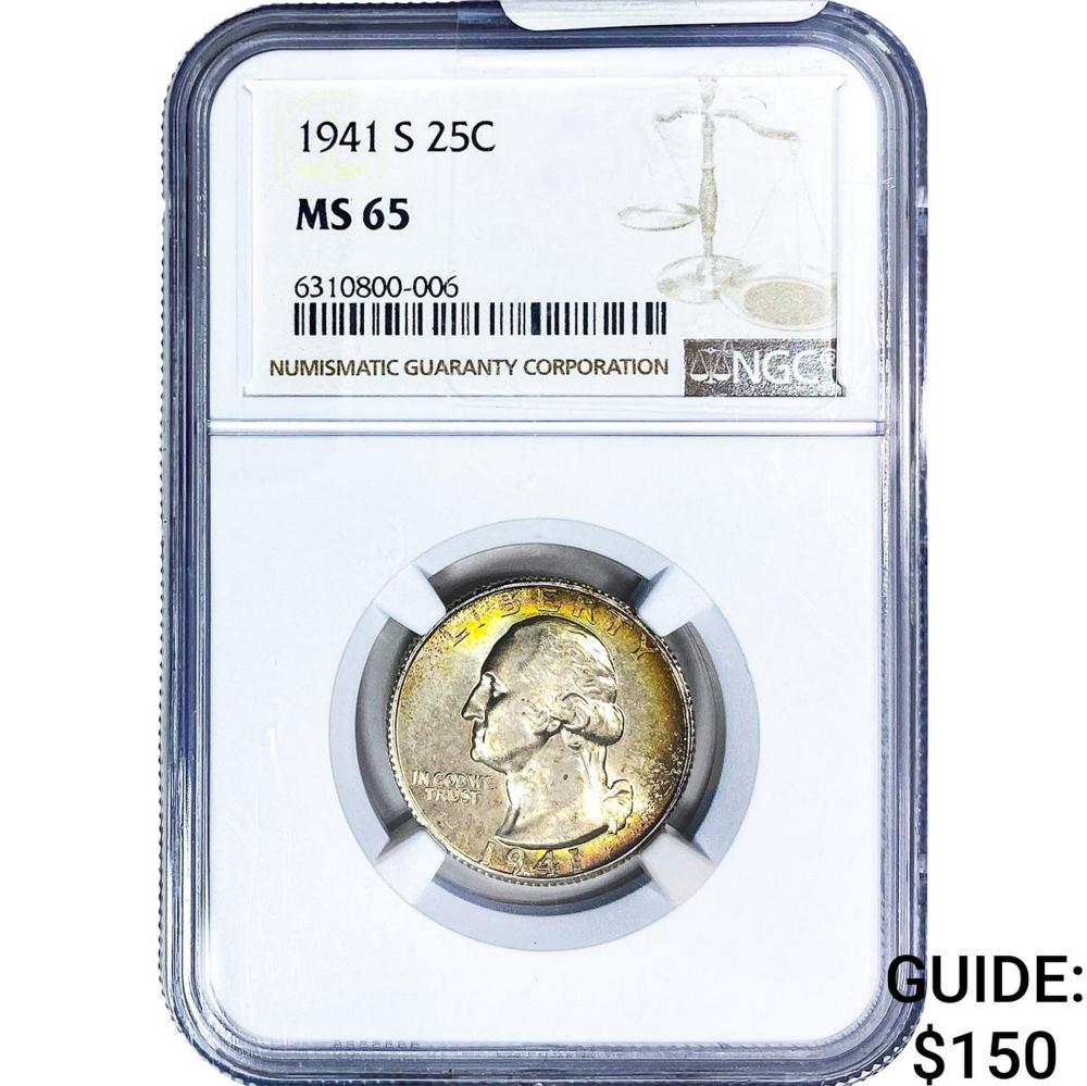 1941-S Washington Silver Quarter NGC MS65