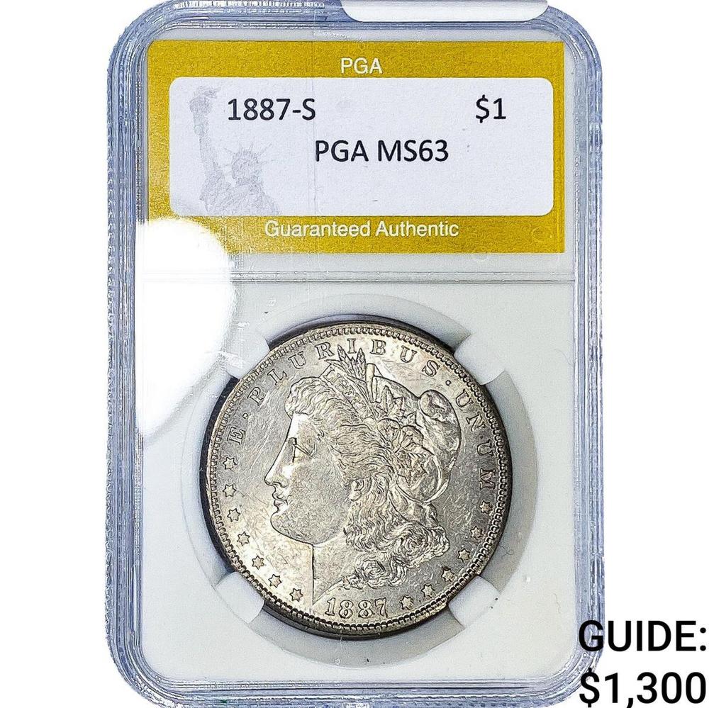 1887-S Morgan Silver Dollar PGA MS63