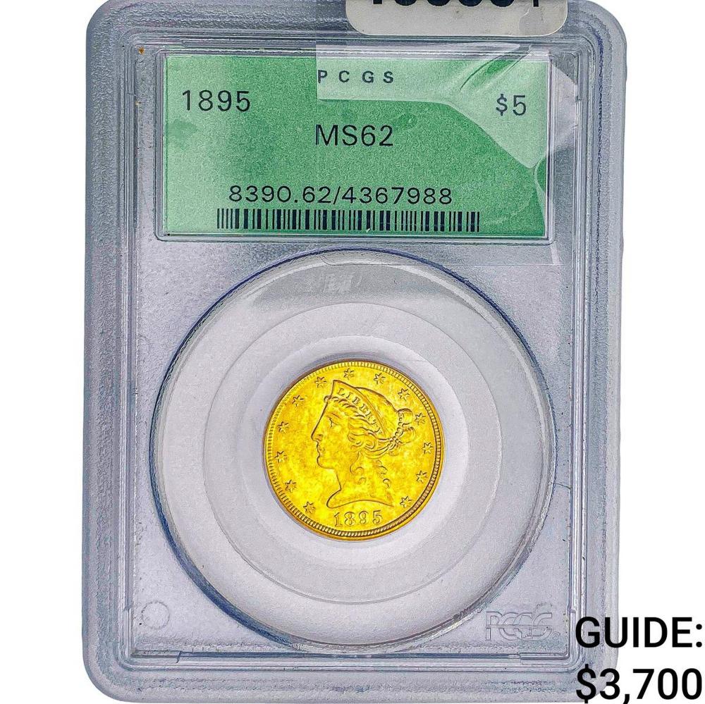 1895 $5 Gold Half Eagle PCGS MS62