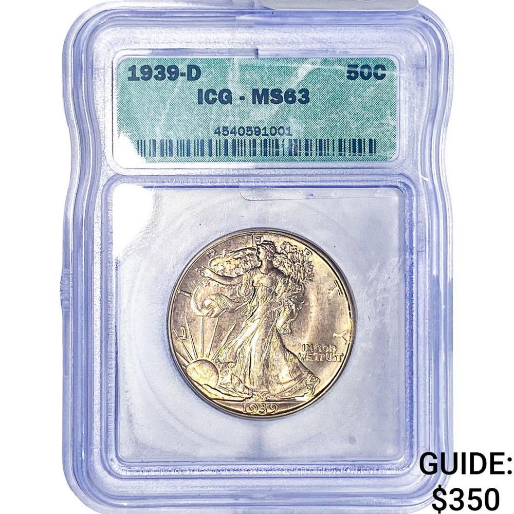 1939-D Walking Liberty Half Dollar ICG MS63