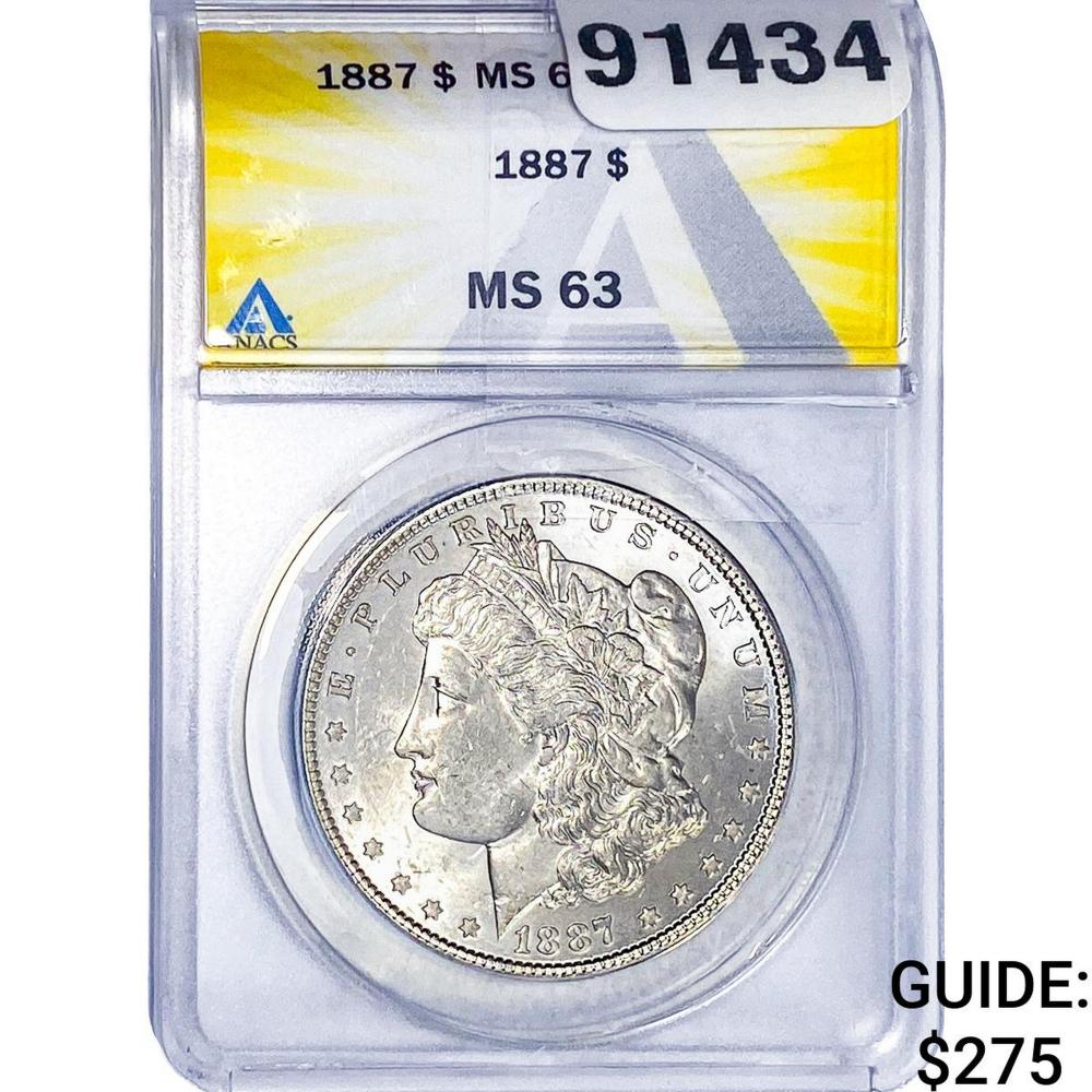 1887 Morgan Silver Dollar ANACS MS63