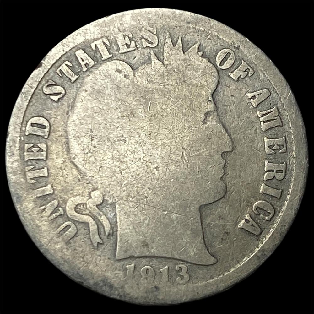 1913-S Silver Barber Dime NICELY CIRCULATED