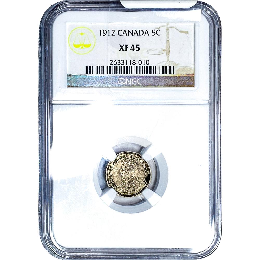 Canada Silver 5 Cents NGC XF45