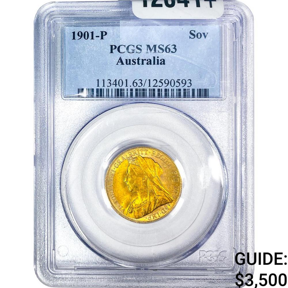 1901-P Austrailia 1/4oz Golld Sovereign PCGS MS63