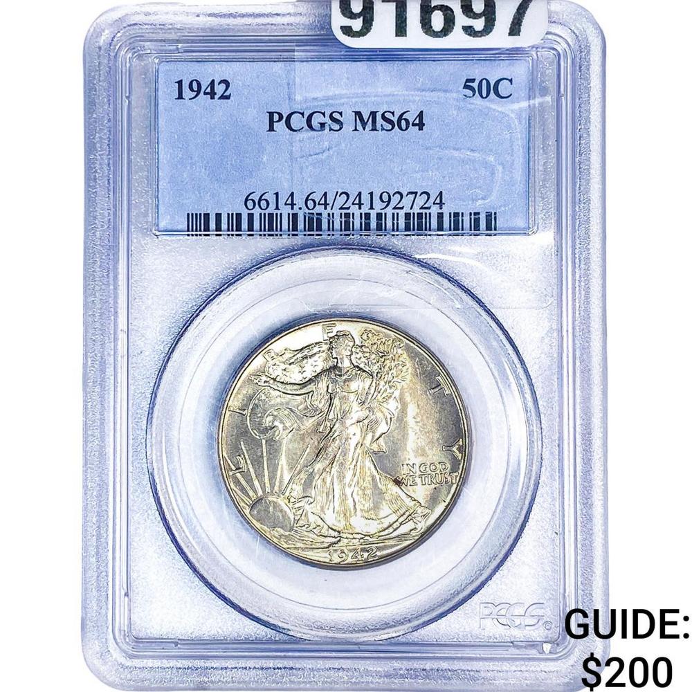 1942 Walking Liberty Half Dollar PCGS MS64