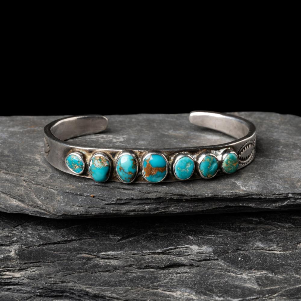 Navajo Silver and Turquoise Cuff Bracelet