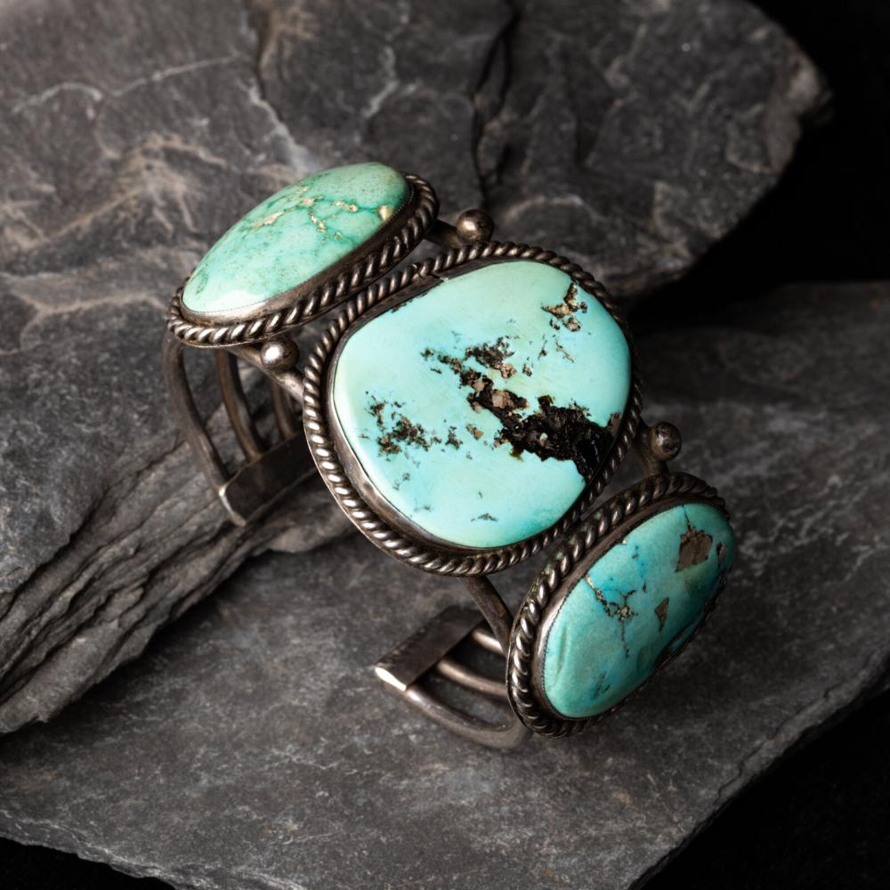 Navajo Silver and Turquoise Cuff Bracelet