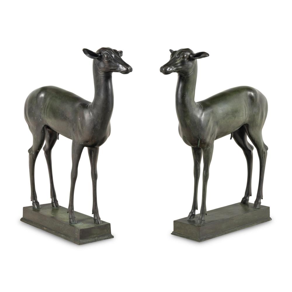 A Pair of Grand Tour Bronze Deer