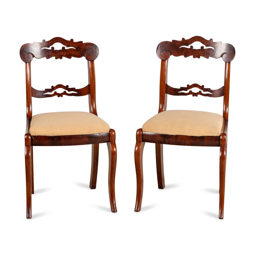 A Pair of Classical Style Mahogany Side Chairs
