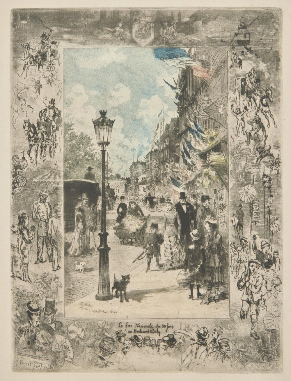 Félix Hilaire Buhot (French, 1847-1898) La Fête Nationale du 30 Juin au Boulevard Clichy, 1878
