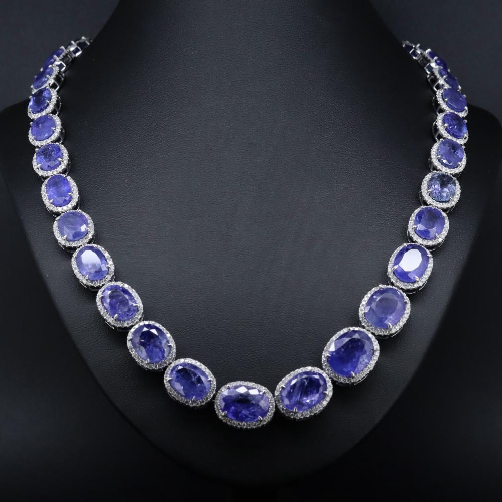 tanzanite tennis necklace, huge 