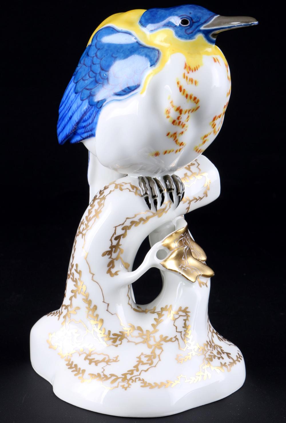 Figurine KPM Porcelaine Oiseaux Tisserands Par Edmund Otto, Art Nouveau, Allemagne Vers 1913
