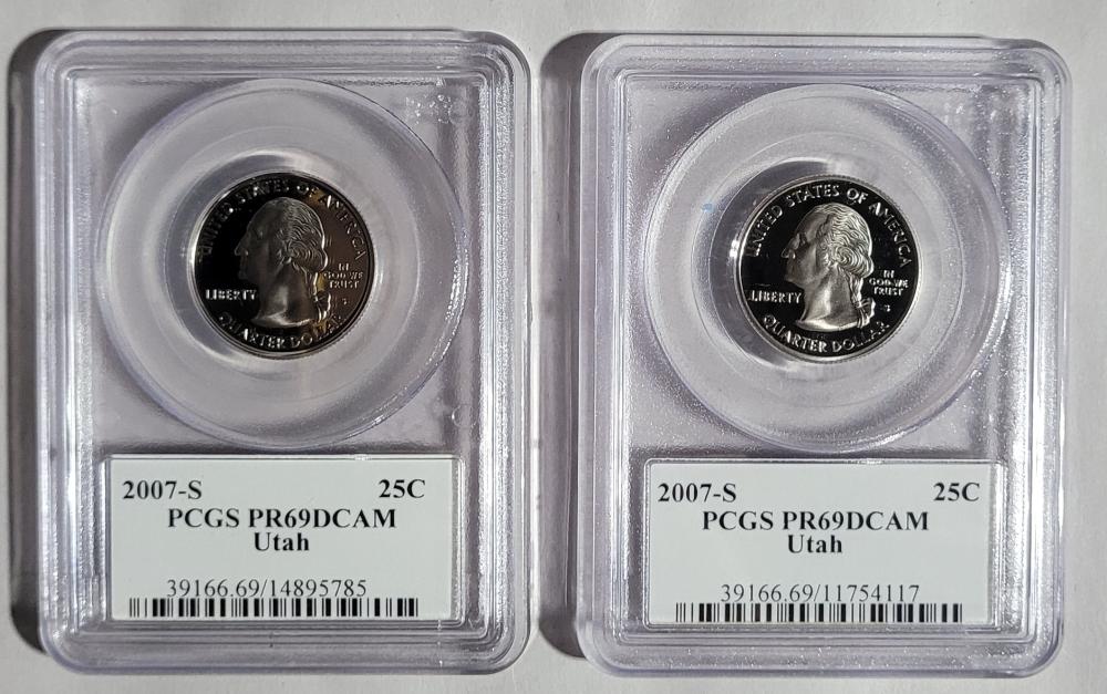 (2) 2007-S Utah State Quarters - PCGS PR69 DCAM