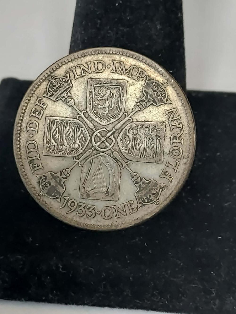1933 silver British 1 florin
