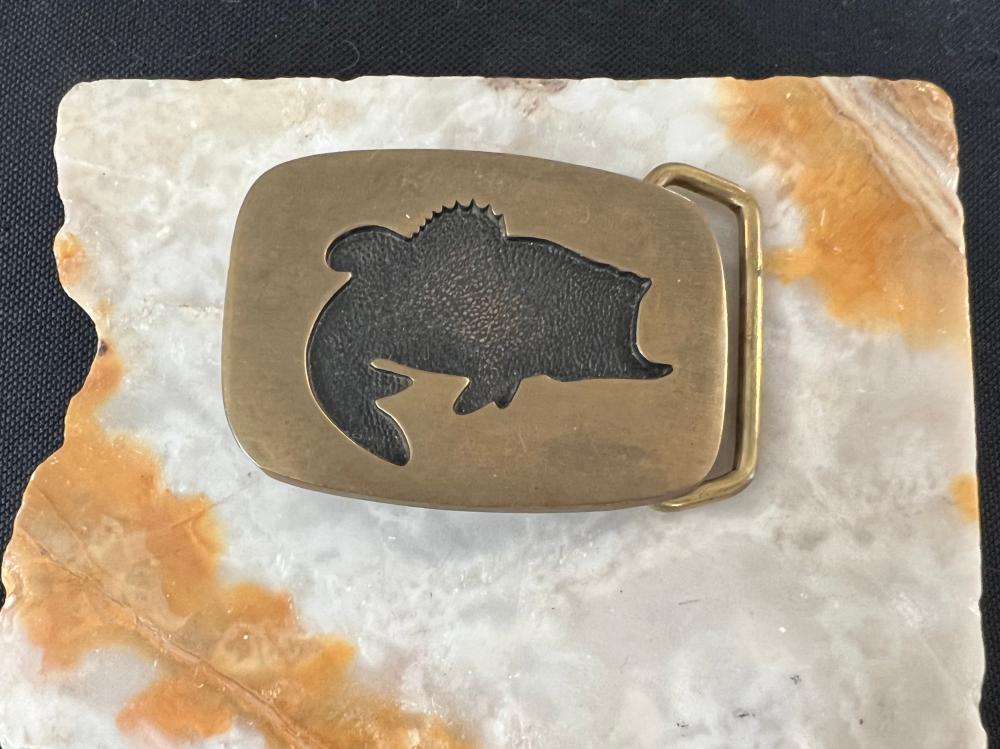 Vintage Solid Brass Bass Belt Buckle