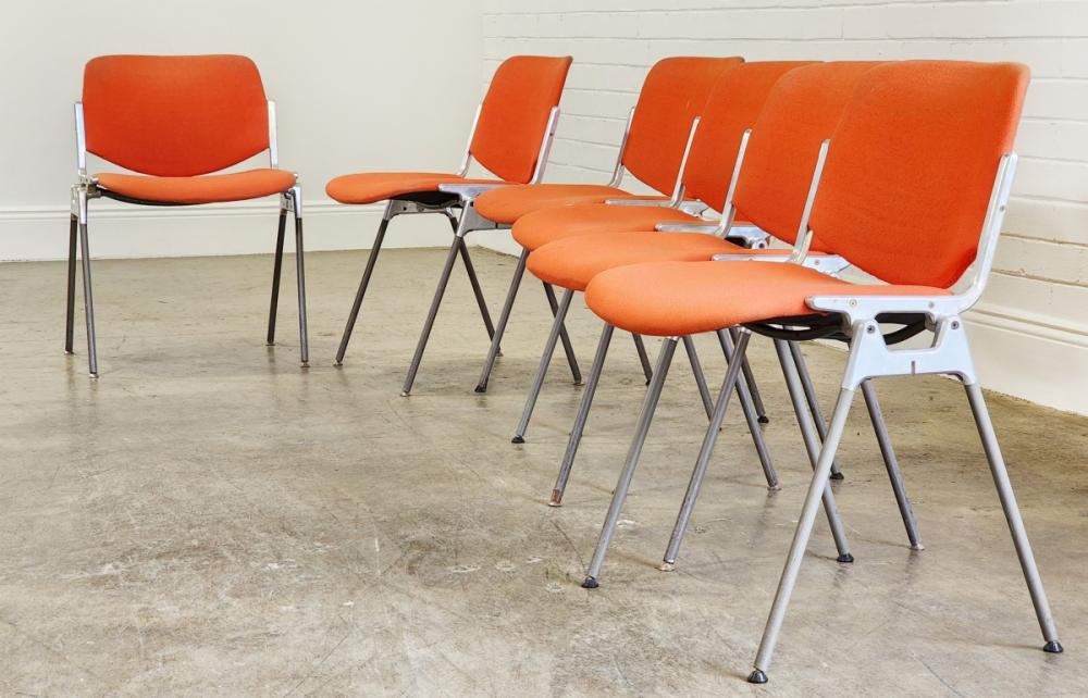 Set of six Axis chairs by Giancarlo Piretti for Castelli (77 x 55 x 66cm)