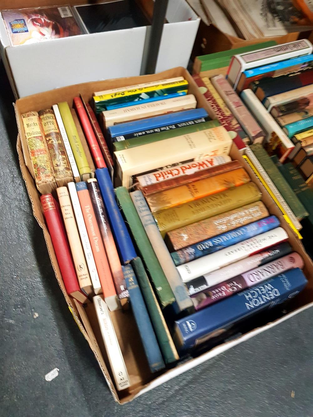 2 Boxes of Various Books incl. Yates, D. "Period Stuff", 1943; Donleavy, J.P. "De Alfonce Tennis"; "A Romantic Friendship"; etc