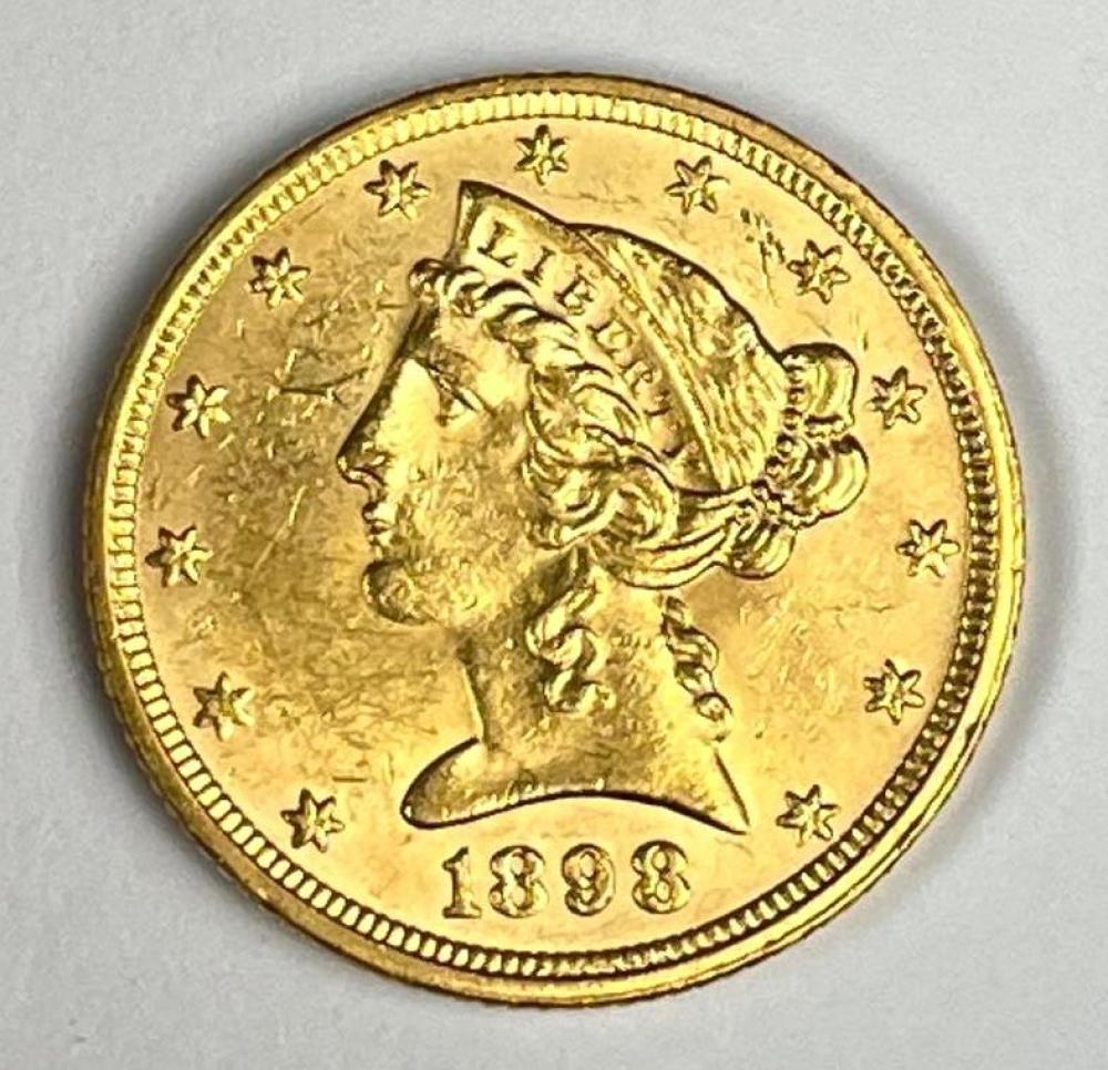 1898 US $5 Liberty Head Gold Coin