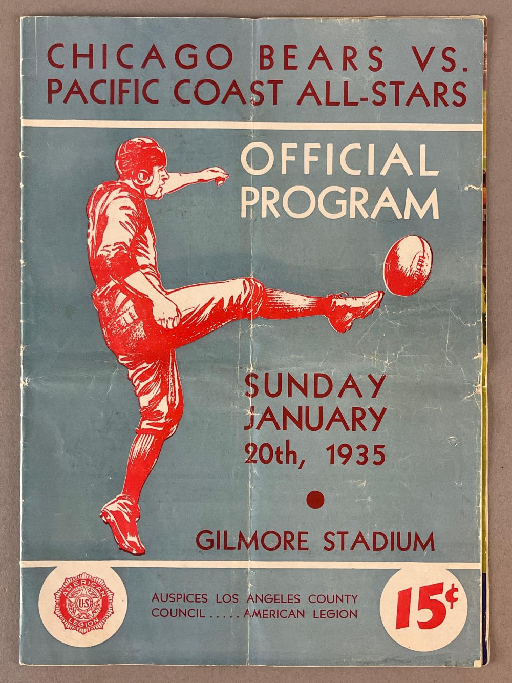 1935 Chicago Bears vs Pacific Coast All-Stars Program