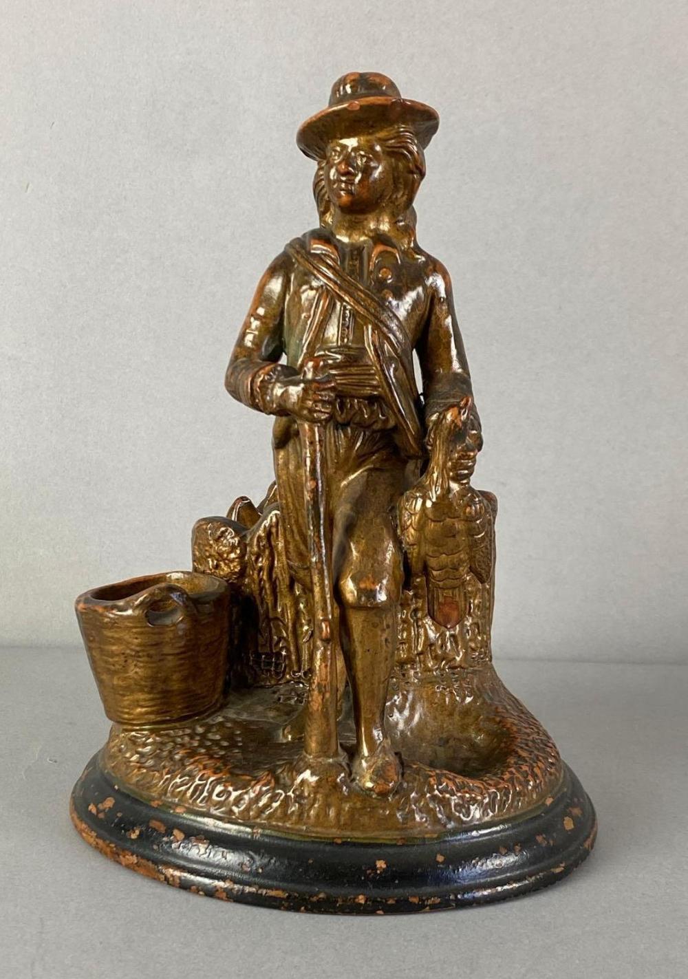 1958 CS Signed Pottery Figural Tabletop Smoking Stand