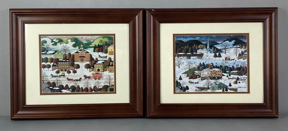 Group of 2 Charles Wysocki Americana Winter Landscape Prints