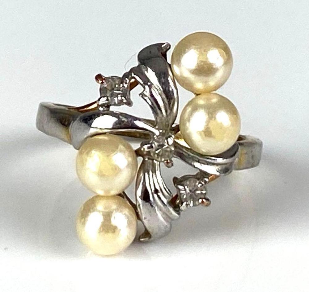 14K Yellow Gold Electroplated CZ Pearl Ring