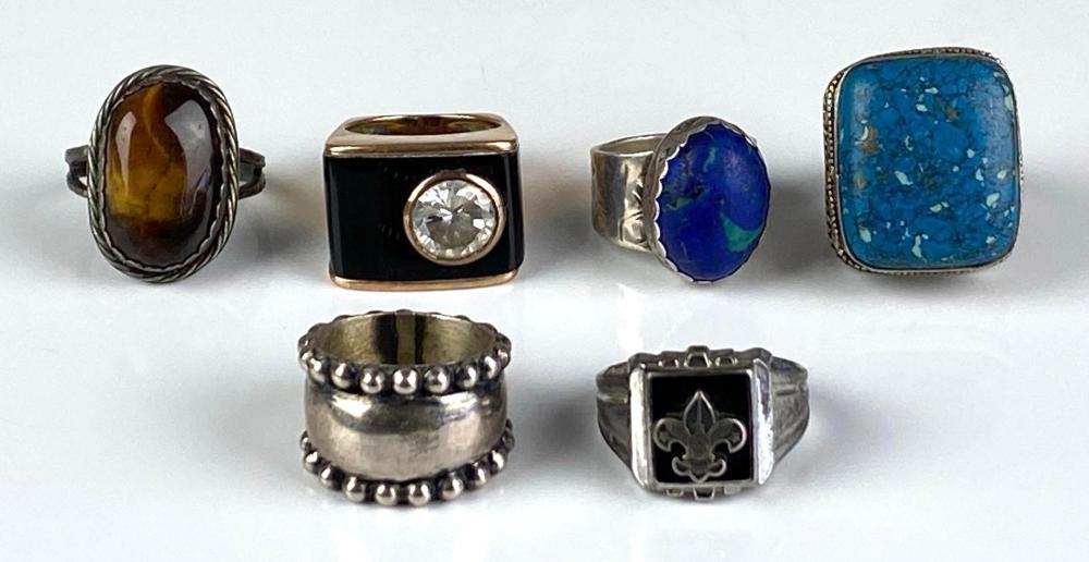 Group of 6 Sterling Silver Rings