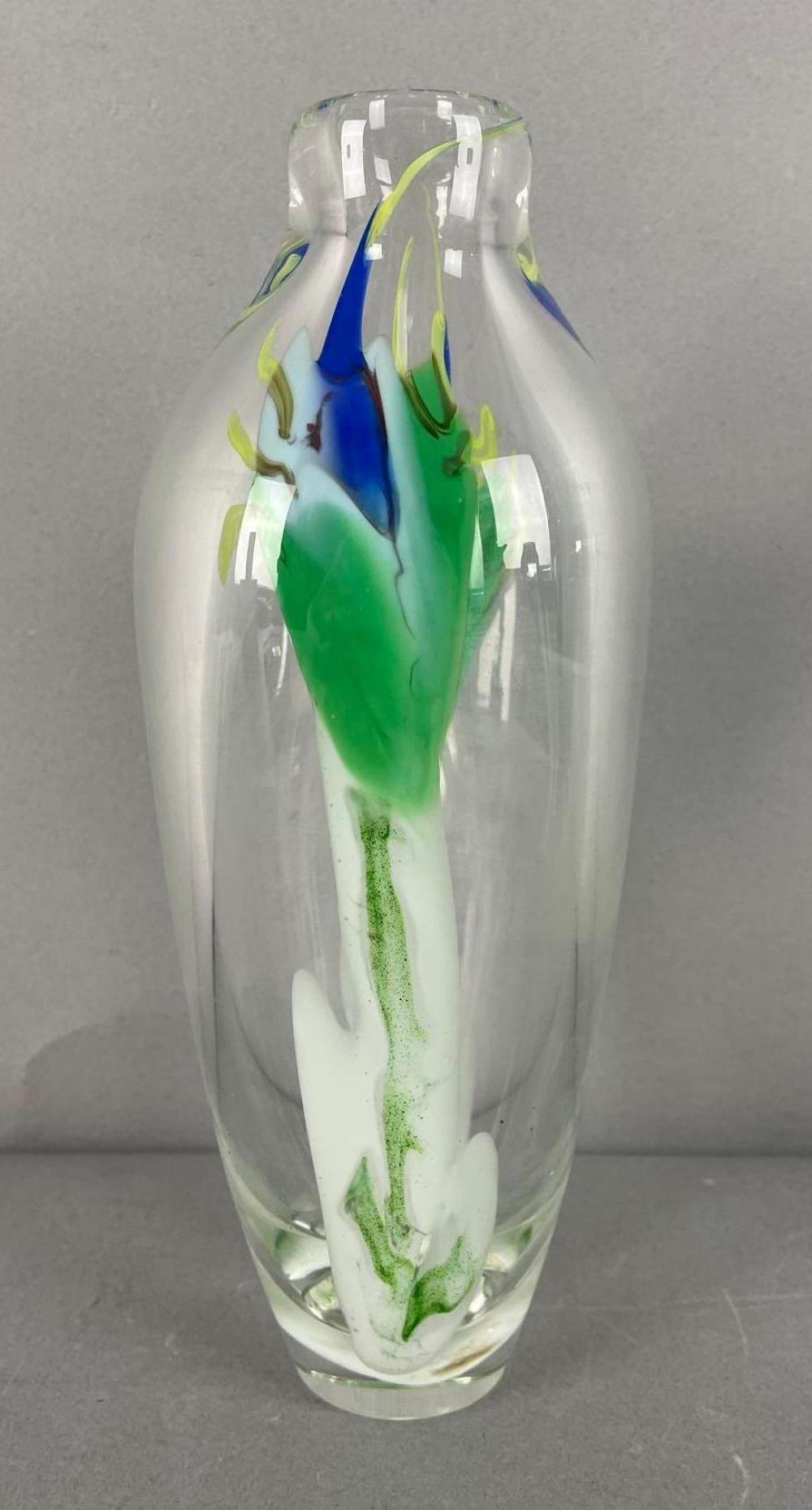 Artist Signed Murano Style Glass Vase
