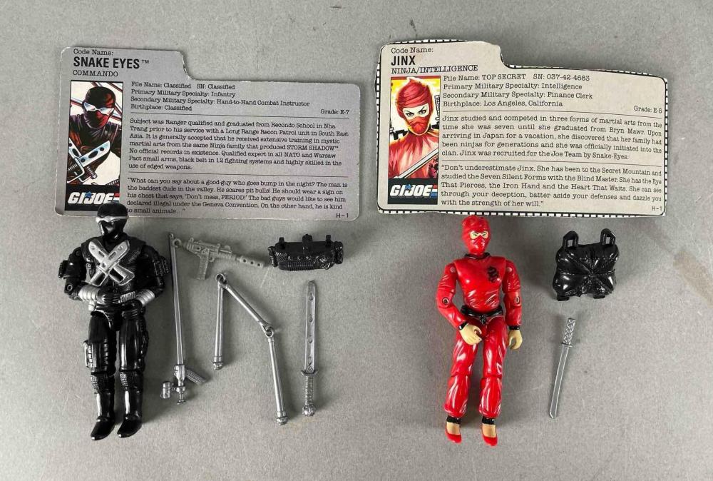 Group of 2 1980s G.I. Joe Action Figures with File Cards