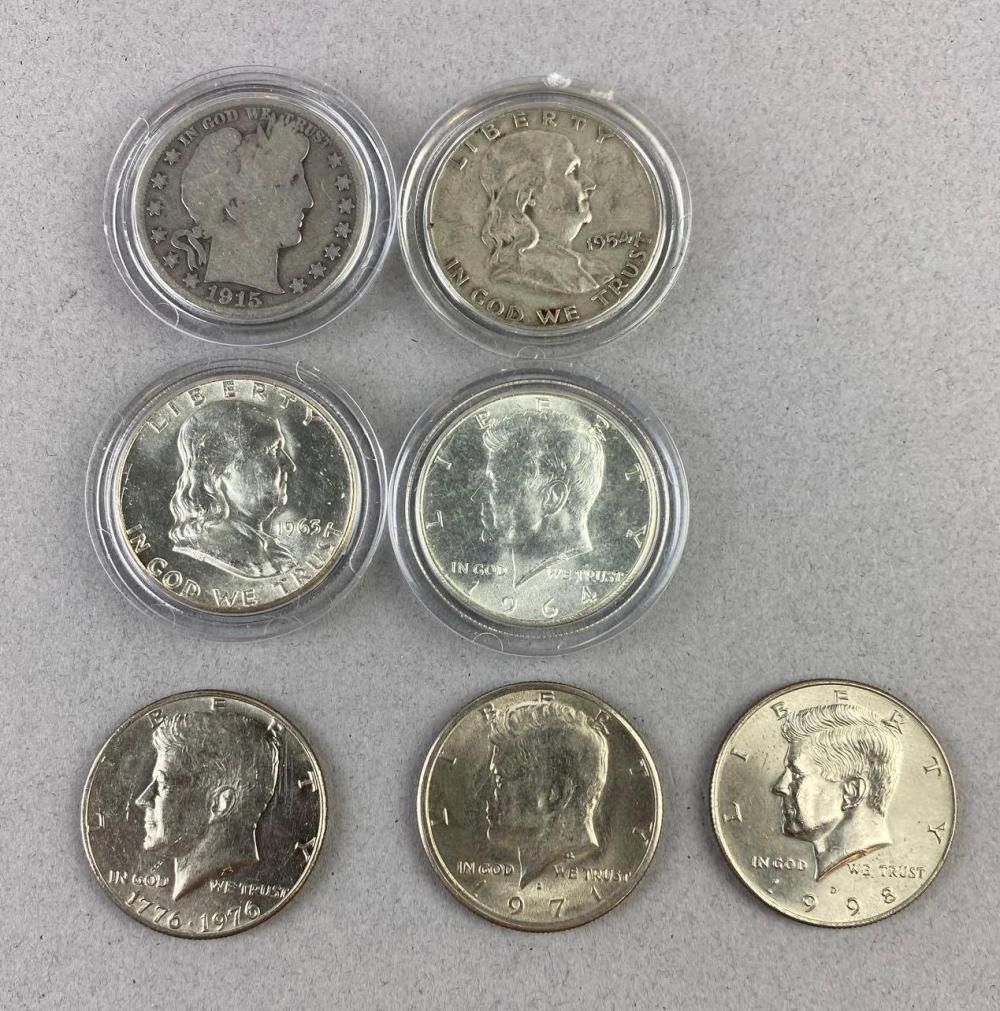 Group of 7 US Sliver Half Dollars and More